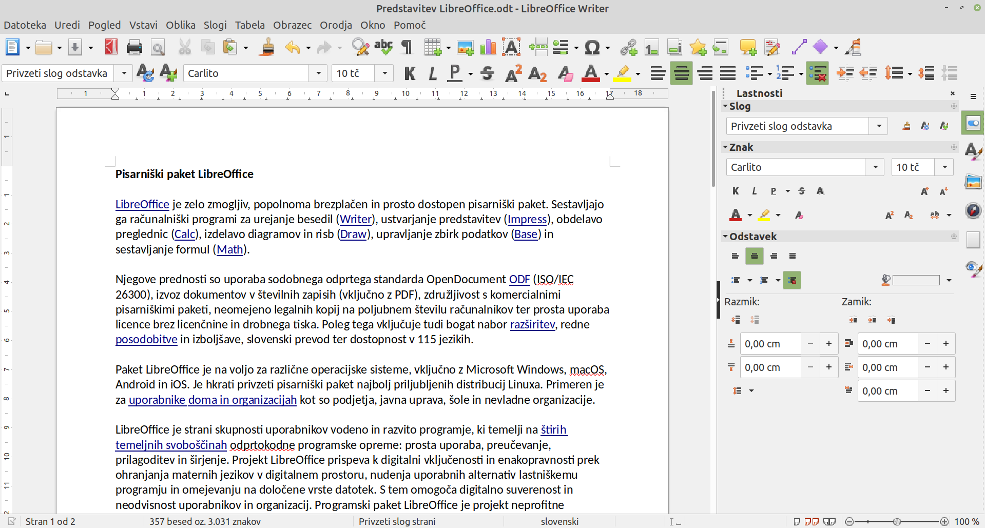 Urejevalnik besedil LibreOffice Writer